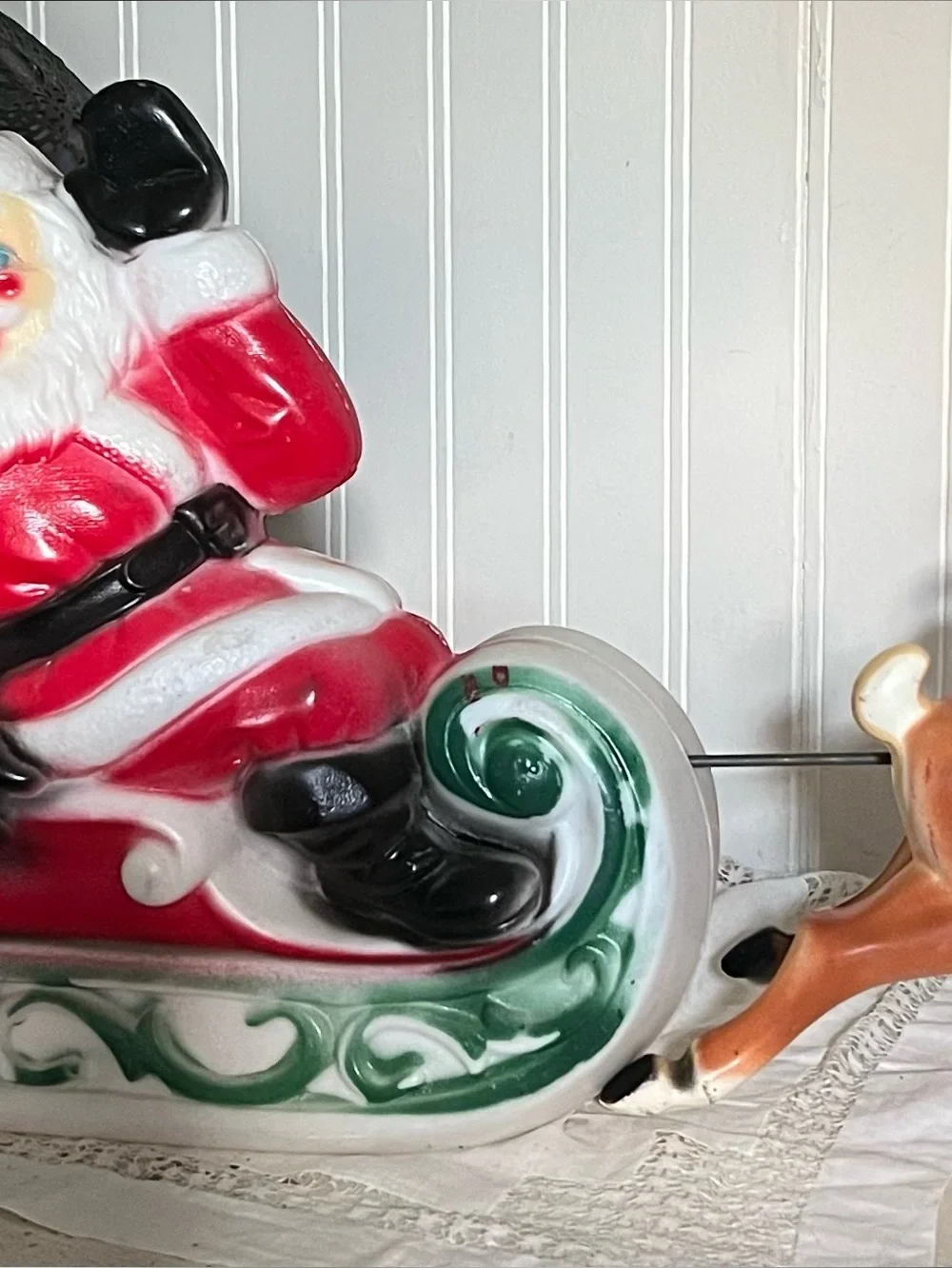 1970 Empire Santa sleigh reindeer tabletop blow mold